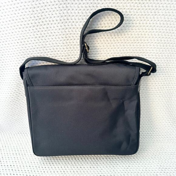 Lauren Ralph Lauren Vintage Black Front Flap Messenger Bag Gold Crest Unisex - Picture 5 of 7